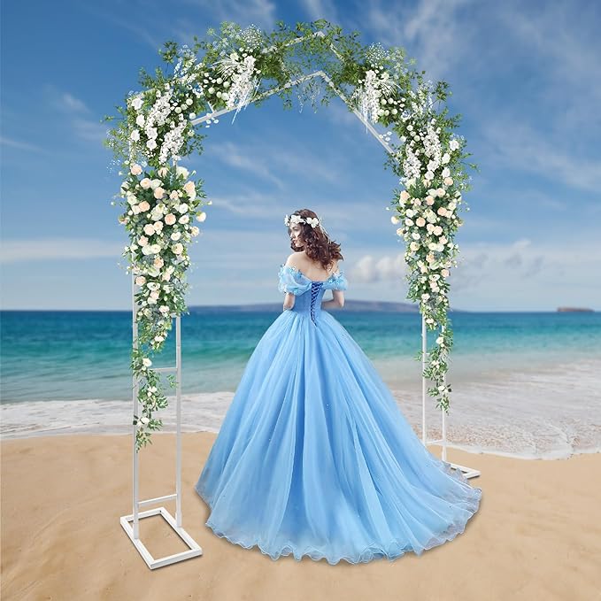 Arch Backdrop Stand A-Shape Wedding Arch Trellis Wedding Flower Frame for Garden Decorations Outdoor Party Decorations 6.56 * 7.87FT (White)