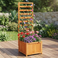2-in-1 Wooden Raised Garden Bed with Trellis 48 Vertical Planter Box for Climbing Plants Vegetables &amp Flowers Outdoor Wood Privacy Screen for Patio Balcony &amp Backyard Natural Fir Wood