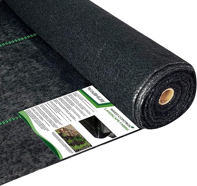 WAENLIR 5ft x50ft 5.8oz Heavy Duty Weed Barrier Landscape Fabric with 50 Pack 6 inch Garden Staples