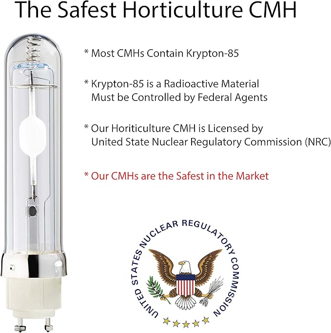 Horticulture Ceramic Metal Halide (CMH) 315W PGZX18 Base 3000K with Red Far Red and UV Light Spectrum Enhancement Designed for Flowering Stage US NRC Licensed 1 Pack