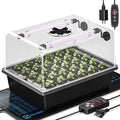 Hon&ampGuan 1 Pack Seed Starting Kit - 30 Cell Seed Starter Tray with Higher 5.3” Humidity Dome LED Growing Lights and 10x20.75 Seedling Heat Mat Adjustable Vents - Germination &amp Plant Propag