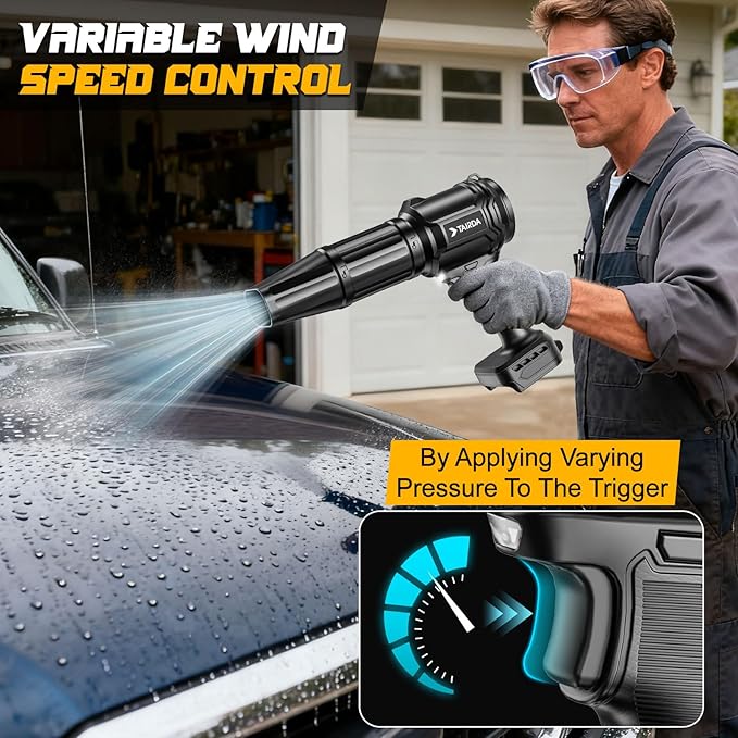 Brushless Cordless Leaf Blower Compatible for Dewalt 20V Battery(NO Battery) Mini Turbo Jet Blower With 2 Nozzles Lightweight &amp One-hand Use For Patio Garage Yard Snow Cleaning Car Dryer(Tool O