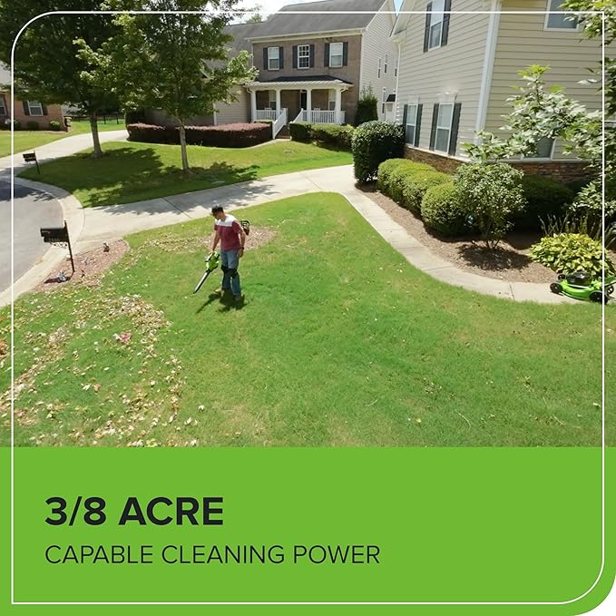 Greenworks 48V (24V x 2) Cordless Brushless Leaf Blower/Vacuum (520 CFM / 240 MPH) with Bag Powerful &amp Efficient for Yard Debris Cleanup Includes (2) 4.0Ah Battery &amp Dual Port Charger