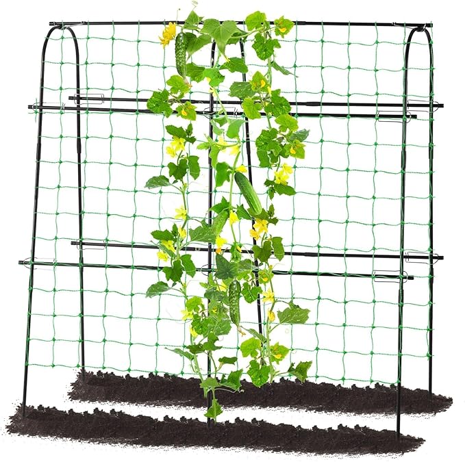Cucumber Trellis for Raised Bed 4 feet Garden Trellis for Climbing Plants Outdoor Plastic-Coated Metal Arch Plant Support for Flower Vines Vegetables Peas Beans Cucumber Trellis Black