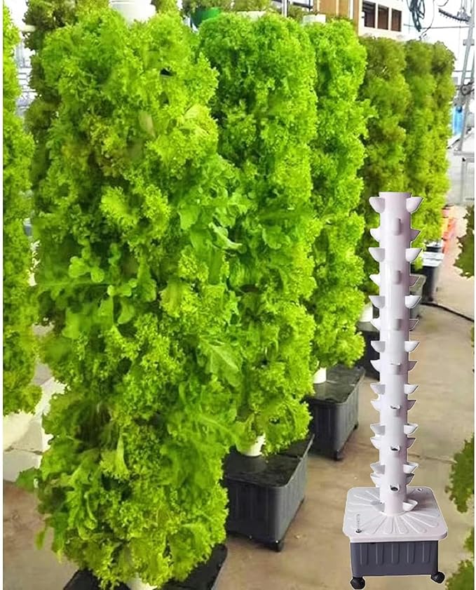 15 Floors 45 Holes Hydroponics Tower Set Hydroponic Growing System Hydroponic Growing Kit Vegetable Plant Tower Gift for Gardening Lover for Home Kitchen Gardening