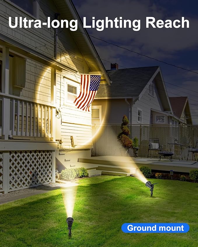 Solar Powered Spotlights Outdoor Waterproof Sunset Spot LED Lights Ultra Bright for Tree Flag Lawn Statue Pool Garden House Wall Yard Path Outdoor Landscape Uplighting 6 Pack Warm White