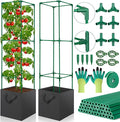 2 Pack Tomato Cages for Garden49-Inch Square Trellis Frame with 7 Gallon Grow Bags Plant Clips Tomato Plant Support Kit for Garden Raised Bed Cucumber Vegetable Climbing Outdoor Indoor