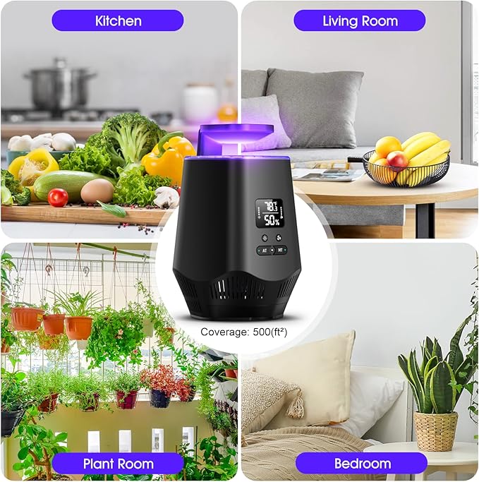 Fruit Fly Traps for Indoors Smart Fly Trap Indoor Bug Zapper Gnat Traps for House Indoor with Temperature and Humidity Sensor 10PCS Sticky Boards Black 01