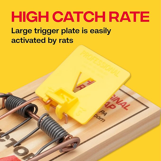 Victor M205 Wide Pedal Humane Snap Rat Traps Indoor for Home Plastic Pedal Sustainably Sourced FSC Wood - 12 Wooden Traps