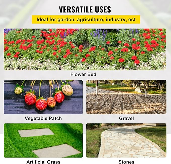 Happybuy 6x300ft Premium Weed Barrier Landscape Fabric Heavy Duty 2.4OZ Woven Weed Control Fabric High Permeability Good for Flower Bed Geotextile Fabric Underlayment Driveway Fabric Ground Cover