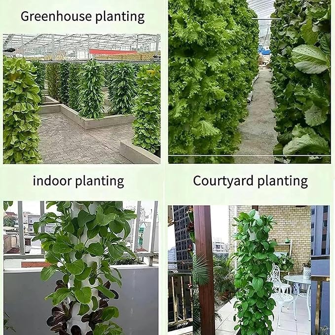 Hydroponic Tower for Garden Pot of 12/16/20/24 Holes Hydroponic Culture Moisturizing Pump + Timer + Adapter for Herbal Network Pots