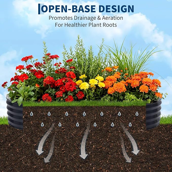 IDEALHOUSE 6'×3'×1' Oval Galvanized Steel Raised Garden Bed Kit with Removable Zippered PVC Cover &amp Open Base Outdoor Metal Planter Box for Vegetables Flowers Herbs Gray