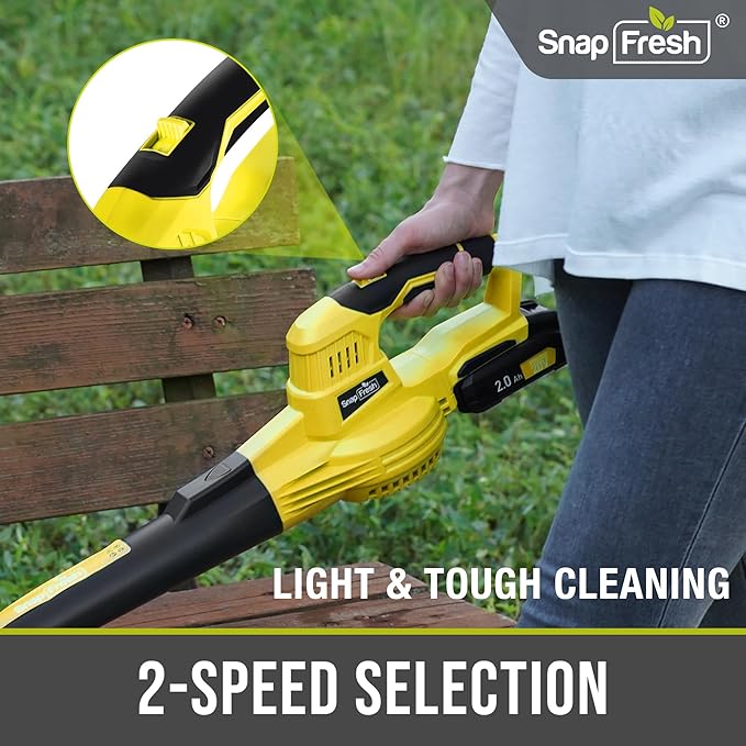 SnapFresh Cordless Leaf Blower with Battery &amp Charger 20V Electric Leaf Blower for Lawn Care Battery Powered Leaf Blowers Lightweight for Patio/Yard/Garden Blowing