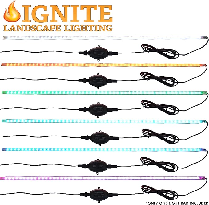 Ignite Landscape Lighting 36 Color Changing Spillway Light Bar with 6-Watt Transformer and Remote for Landscape Lighting Ponds and Water Features - ILB36CC