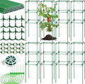 Menkxi 8 Pack 48 Inch Square Tomato Cages for Garden Heavy Duty Plant Cages Plant Support Stake Tower Climbing Vegetables Fruit Plants Cages with 200m Garden Wire 100 Cable Ties 50 Green Plant Clips