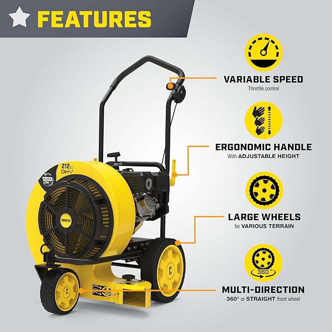 Champion Power Equipment 212cc 1200 CFM Walk-Behind Leaf Blower