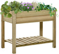 36 Raised Wood Garden Bed - 2-Tier Vegetable Garden &amp Outdoor Planter Box with Storage Shelf