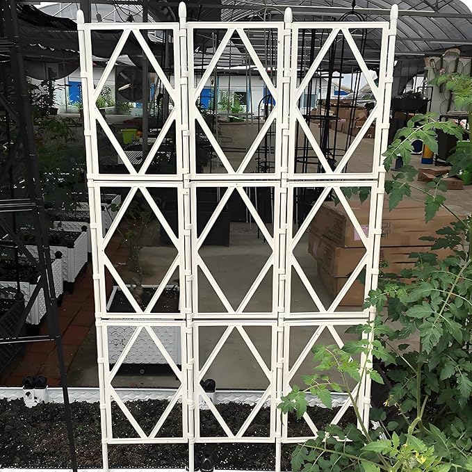 Plant Trellis for Vertical Climbing Plants Foldable Plant Trellis Garden Climbing Frame Outdoor Decorative Plant Support for Patio &amp Yard White(W60xH90CM(2.0x3.0FT))