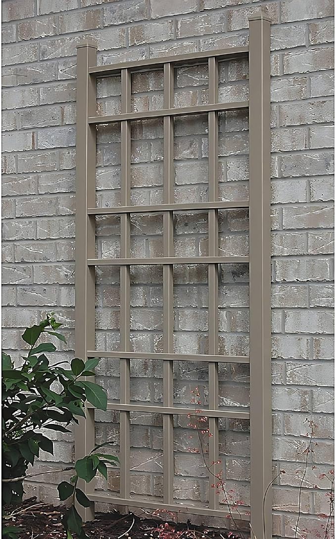 Dura-Trel Cottage 28 by 66 Inch Heavy Duty Weather Stabilized PVC Vinyl Outdoor Garden Patio Trellis with Ground Anchors Mocha