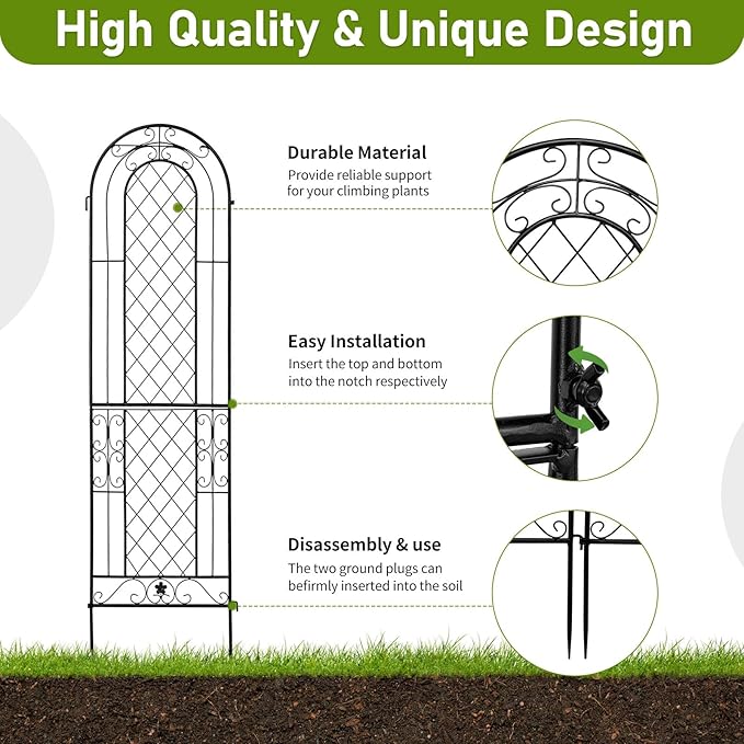 2 Pack Sturdy Garden Trellis for Climbing Plants Outdoor Metal Trellis US