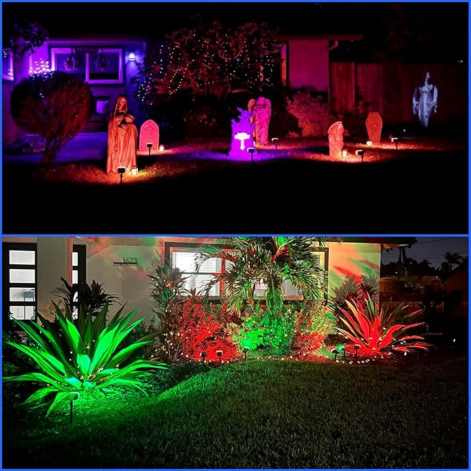Sucolite 8-Pack Solar Spot Lights Outdoor Waterproof IP65 3 Lighting Modes 2-in-1 Solar Landscape Spotlights for Yard 59 LED Solar Powered Wall Lights for Garden Pathway Driveway Walkway Multicolor