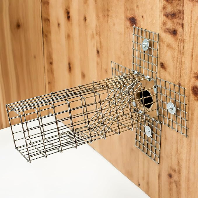 2Sets One Way Squirrel Door Excluders 3 × 3 × 9inch Animal Excluder Cage Humane Squirrels Chipmunks Contactless Excluder for Outdoor Spaces Like Attics Chimneys - Includes Full Installation Kit