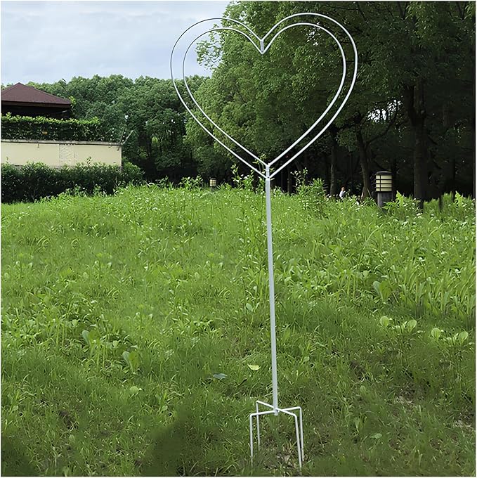 LTSRLL Indoor/Outdoor Pot Trellis Three-Dimensional Heart-Shaped Garden Trellis for Climbing Plants 104cm/40.9 High Small Hoya Plant Support(White)