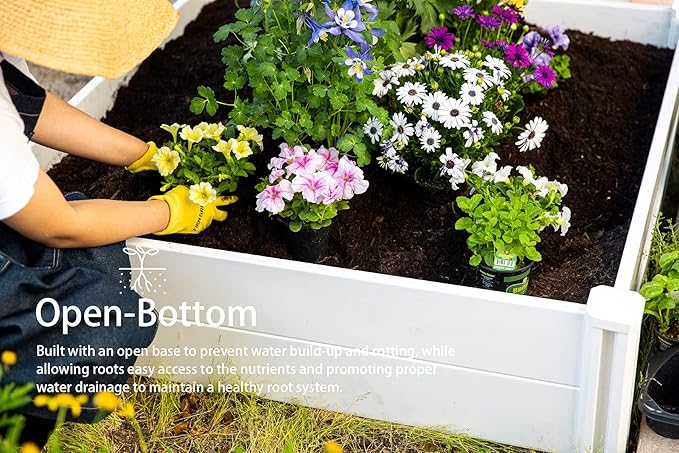 Barton Raised Garden Bed 48.25 x 48.25 x 13.25' Outdoor Above Ground Garden Planted Bed Growing Flowers Vegetables Herbs DIY Gardening Projects