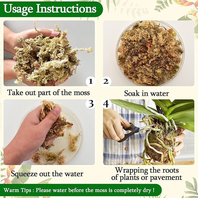 Legigo 2.2lb Natural Sphagnum Moss for Plants 40QT Long Fiber Orchid Moss Potting Mix Dried Sphagnum Moss for Plants Indoor Orchid Repotting Succulent Carnivorous Plants Terrarium and Reptiles