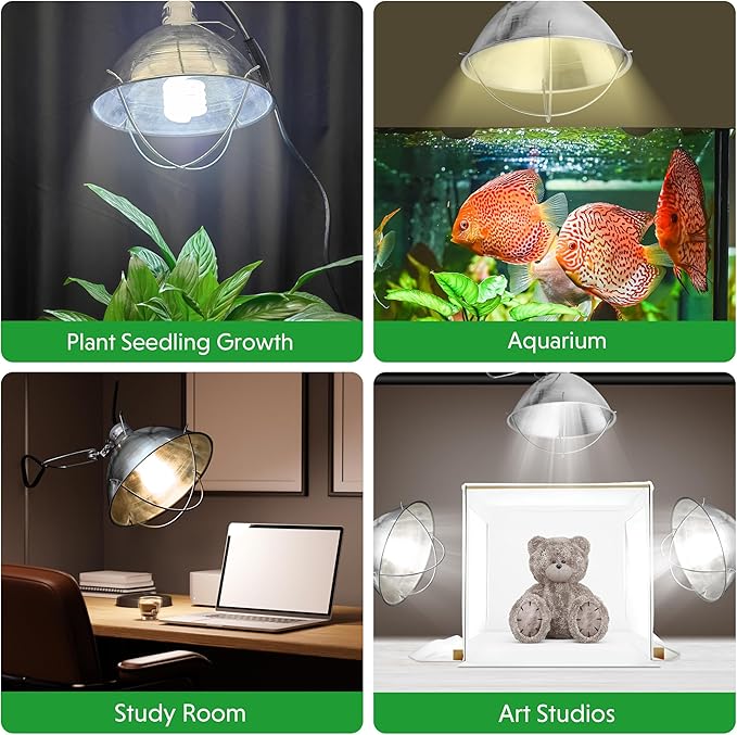 Simple Deluxe Clamp Lamp Light Socket with 10.5 Inch Aluminum Reflector and Bulb Guard Suit for Max 250 Watt Lamp (No Bulb Included) with 18/2-Gauge 6 Feet Cord 2-Pack