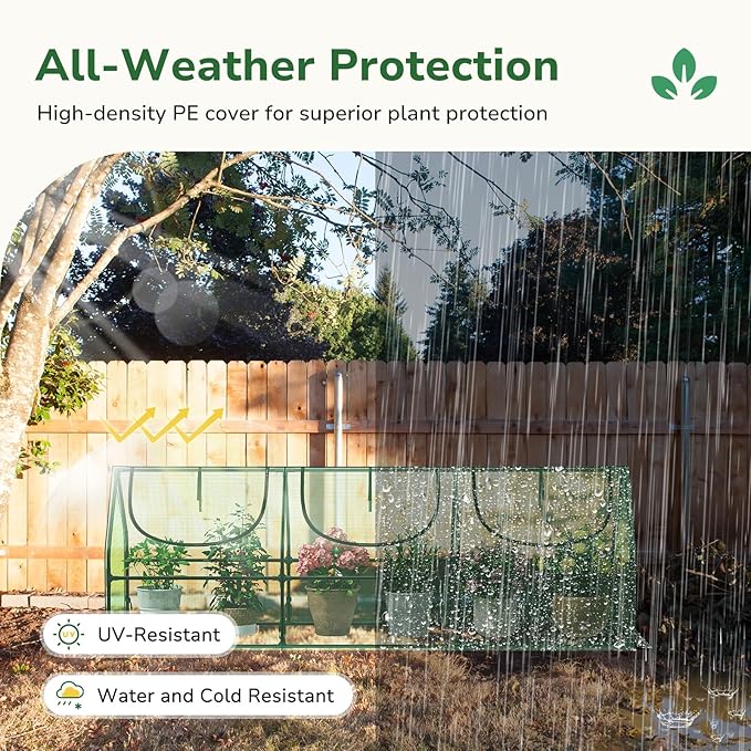 Greatbuddy Portable Mini Greenhouse 3×3×9Ft High-Density PE Plant Cover with 3 Roll-up Zipper Windows Perfect for Outdoor Plant Growing