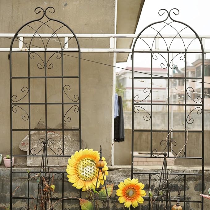 4 Pack Metal Garden Trellis 86.7 x 19.7 - Rustproof Climbing Plant Support for Outdoor Gardens(4 Pack-Black)