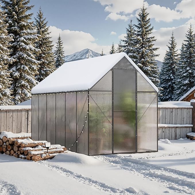 Green House for Outside Greenhouse for Outdoor Walk-in Garden Greenhouses Heavy Duty Polycarbonate Greenhouse Backyard Green Houses (6x12)