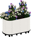 CABIHOME Galvanized Raised Garden Bed with Wheels &amp Water Reservoir Portable Rolling Elevated Raised Garden Bed for Outdoor &amp Indoor Self-Watering Planter Box for Vegetables &amp Herbs Whi