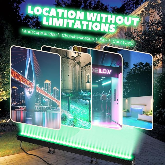 108W Wall Washer Light Bar RGBW 16 Color Changing 40’’/3.28FT Length Remote Controller*2 IP65 Waterproof LED Landscape Light