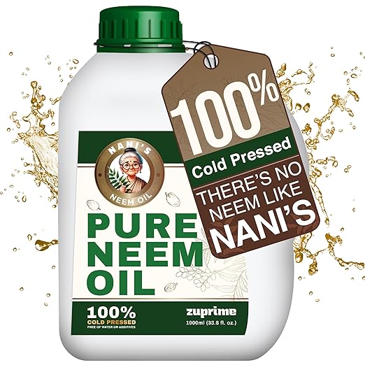 Nani's Pure Neem Oil for Plants Concentrate - Dilute for Use as Organic Neem Oil Spray for Plants Outdoor &amp Indoor Use - 100% Cold Pressed - Horticultural Enhanced Plant Health &amp Shine Need (