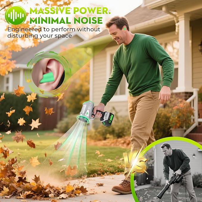 Leaf Blower Cordless with Battery and Charger1000000 RPM 395CFM 1000G Power Lightweight Handheld Design Extended NozzleBlower for Patio CleaningCar Blowing Water Blowing Leaves and Dust