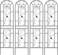 Metal Garden Trellis with Peacock Style 19.7 x 86.7 Inch Iron Arch Frames Heavy Duty Outdoor Flower Support Trellis for Climbing Plants Garden Patio Yard &amp Wedding Decorations (Black Pack of 4)