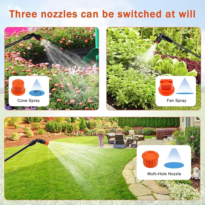 4 Nozzles Poly Sprayer Boom Wand with 1/4 Brass Fitting Backpack Multi Nozzle Spray Holder Sprayer Boom Equipped with Two Types Nozzles DIY Length Up to 74.8 Wand for Tractor Watering Large Areas
