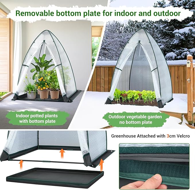 Green House for Outside Heavy Duty Ohuhu Portable Walk-in Winter Greenhouse with Thick PE Bubble Cover - Small Greenhouses Outdoor for Plants Winter Protection