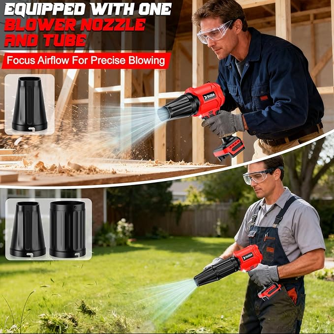 Cordless Leaf Blower Compatible for Milwaukee 18V Battery(NO Battery) Mini Turbo Jet Blower with 2 Nozzles Lightweight &amp One-Hand Use for Patio Garage Yard Cleaning Car Dryer(Tool Only)