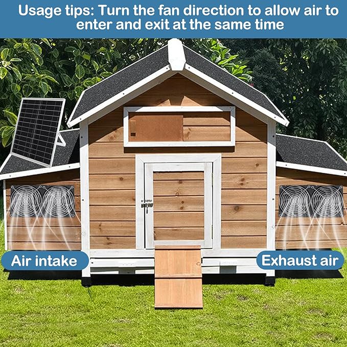 20W Solar Powered Exhaust Fan Kit with Solar Panel &amp 4-Pack High-Speed Brushless DC Fans 2600RPM 9.8ft Cord Waterproof for Greenhouses AtticShedBarnDog House