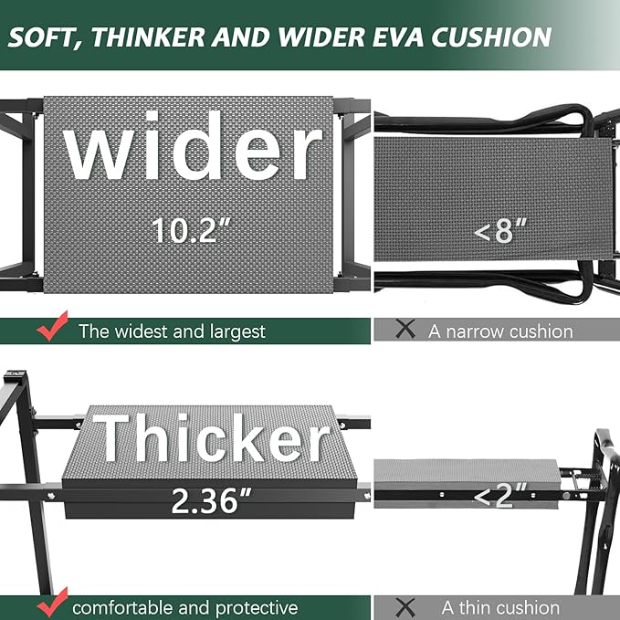 FLINTER Garden Kneeler and Seat 10.2 Wider Heavy Duty Thick Gardening Bench for Kneeling and Seat - Multifunctional Kneeler Bench Gardening Gifts for Women Seniors Grandparents Black
