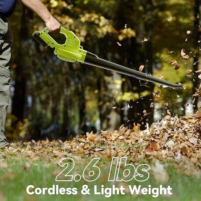 Leaf Blower Cordless with 2 Battery and Charger 130MPH 180CFM High Speed Leaf Blower with 2 Tubes 20V Electric Leaf Cleaner Lightweight Handheld Blowers for Lawn Care Patio Garden House Depot