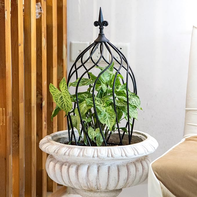 23-Inch Metal Obelisk Trellis for Climbing Plants | Sturdy Iron Design Ideal for Outdoor Roses and Potted Vines | Easy Assembly Compact Vertical Garden Decor for Indoor &amp Outdoor Use