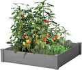 Raised Garden Bed 48x48x10'' Outdoor Wood Planter Box Over Floor Tool-Free Assembly