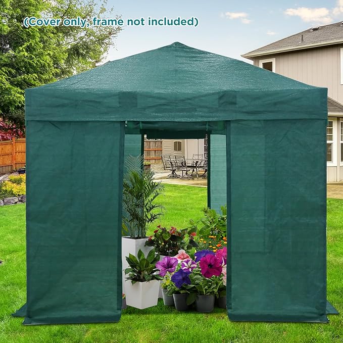 EAGLE PEAK Replacement Mesh Cover for 12x8 Portable Walk-in Pop up Greenhouse Front and Rear Zippered Entry Doors (Frame Not Included) Green
