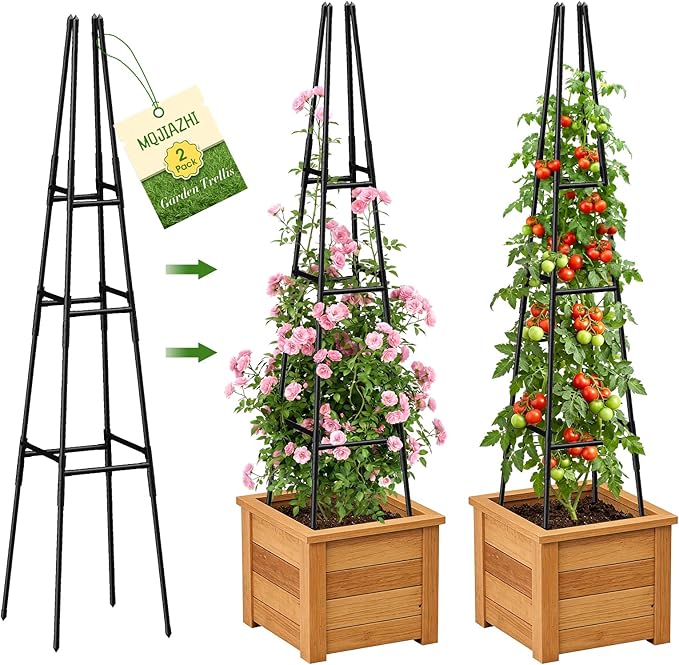 2 Pack Garden Obelisk Trellis for Climbing Plants Outdoor Indoor Pots Plant Trellis for Climbing Plant Support for Climbing Plants Garden Trellis for Indoor Potted Plants Vines Climbing Rose