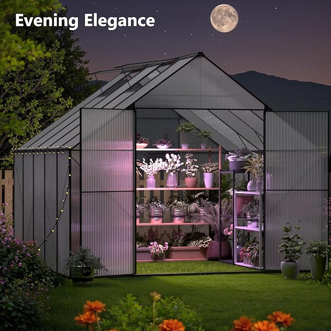 Green House for Outside Greenhouse for Outdoor Walk-in Garden Greenhouses Heavy Duty Polycarbonate Greenhouse Backyard Green Houses (10x10)