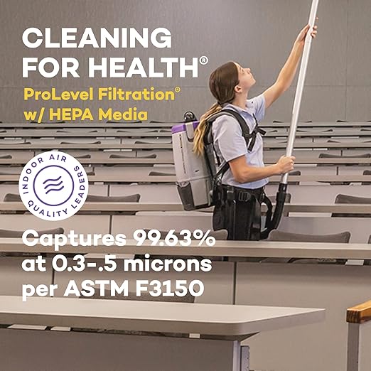 ProTeam Super Coach Pro 6 Backpack Vacuum Commercial with Telescoping Wand Tool Kit 6 Quart Corded 107310